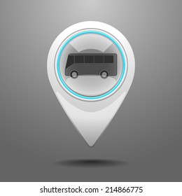 Glossy Icon with the Symbol of the Bus