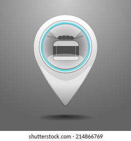 Glossy Icon with the Symbol of the Cableway