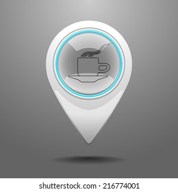 Glossy Icon with the Symbol of Coffee