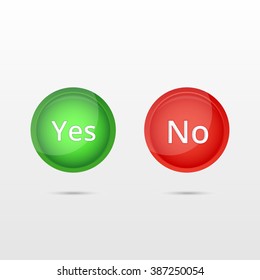 Glossy icons. Green and red buttons: yes or no.