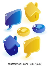 Glossy icons for website. Vector illustration.