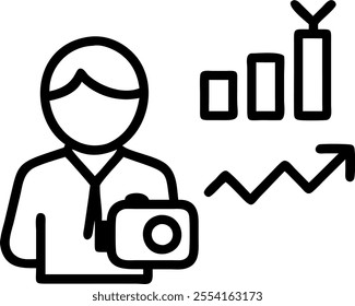 Glossy illustration of a businessman making Dhanteras investments concept as Camera movement Pan across the businessmans focused expression as he makes investments. Scene Sleek mod