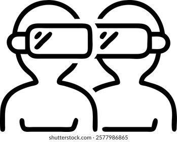 Glossy image of employees in VR brainstorming session concept as A glossy image featuring employees in a modern office wearing VR headsets during a brainstorming session. The scene