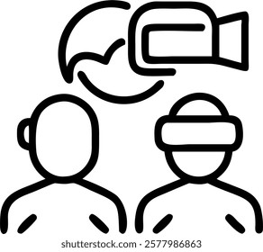 Glossy image of employees in VR training session with copy space concept as A glossy image showing employees in a modern office engaged in a VR training session wearing headsets an