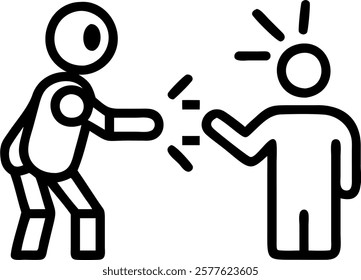 Glossy image of human and robot connected by light beams concept as A glossy image showing a human and a robot connected by glowing light beams against a dark background. This symb