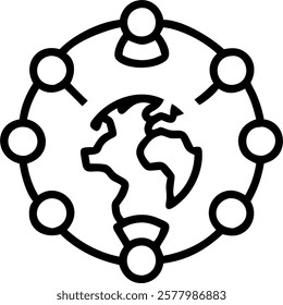 Glossy image of interconnected people icons forming a globe concept as A glossy image featuring interconnected people icons forming the shape of a globe against a dark background w