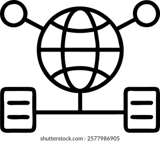 Glossy image of servers connected globally with copy space concept as A glossy image depicting server racks connected by glowing lines forming a globe shape set against a dark back