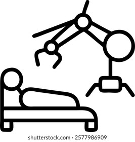 Glossy image of surgeon using robotic equipment with copy space concept as A glossy image showing a surgeon operating robotic surgical equipment in an advanced operating room repre