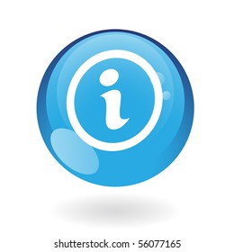 Glossy info in blue button isolated on white