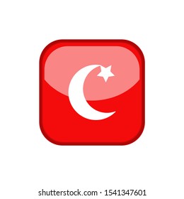 Glossy islamic moon star icon isolated on white background. shining islamic moon star button icon design. vector illustration EPS 10