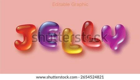 Glossy Jelly Typography – Colorful Editable 3D Letters Vector Design on Pink Background