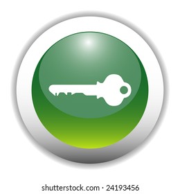 Glossy Key Sign (Security) Icon Button