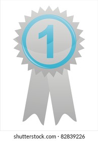 glossy label with number one