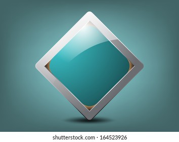 Glossy label square on a blue background