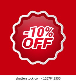glossy label with text - 10% OFF inside - sale sticker