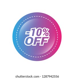 glossy label with text - 10% OFF inside - sale sticker