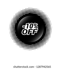 glossy label with text - 10% OFF inside - sale sticker