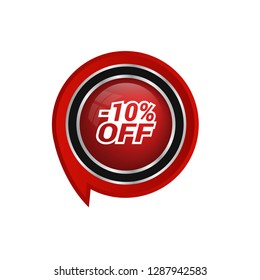 glossy label with text - 10% OFF inside - sale sticker
