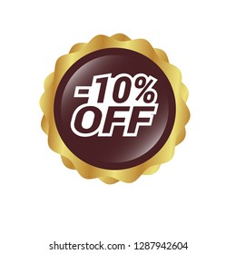 glossy label with text - 10% OFF inside - sale sticker