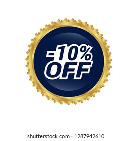 glossy label with text - 10% OFF inside - sale sticker