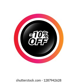 glossy label with text - 10% OFF inside - sale sticker