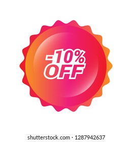 glossy label with text - 10% OFF inside - sale sticker