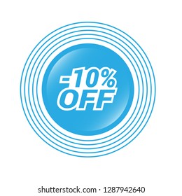 glossy label with text - 10% OFF inside - sale sticker