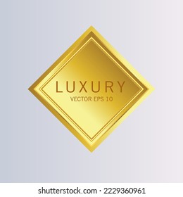 glossy labels with golden frame over beige background