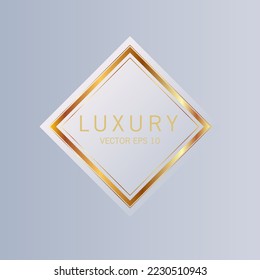 glossy labels with golden frame over beige background