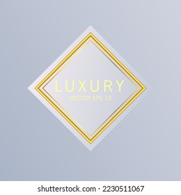 glossy labels with golden frame over beige background