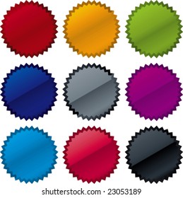 Glossy labels. Only global colors. CMYK. Easy color changes.