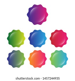 glossy labels or tags. circle sticker with gradient color.trendy color. modern design.set 