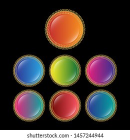glossy labels or tags. circle sticker with gradient color.trendy color. modern design.set 