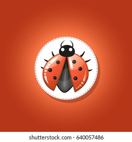 Glossy Ladybug Icon Or Button. Cartoon Game Style. Red Ladybird Vector Logo