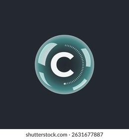 Design do logotipo da letra C brilhante