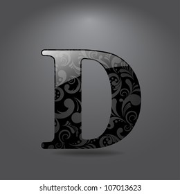 Glossy letter D. Vector illustration