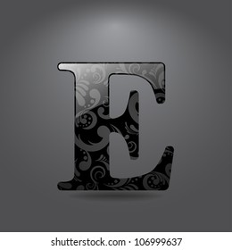 Glossy letter E. Vector illustration