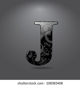 Glossy letter J. Vector illustration