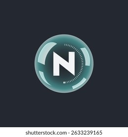 Design do logotipo da letra N brilhante