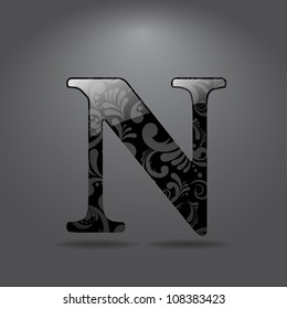 Glossy letter N. Vector illustration