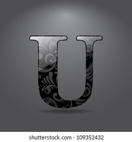 Glossy letter U. Vector illustration