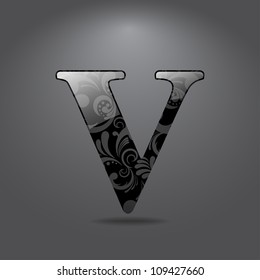 Glossy letter V. Vector illustration
