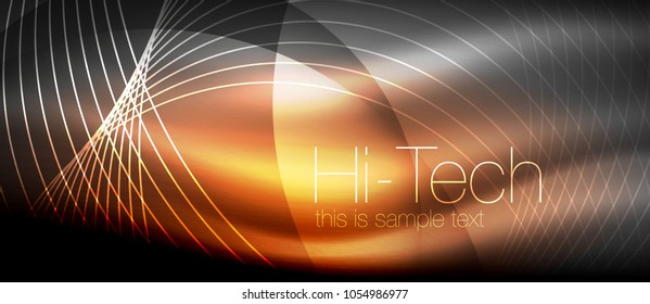 Efecto luminoso brillante neón ondas brillantes, luces brillantes. Fondo abstracto futurista digital tecno, ilustración vectorial