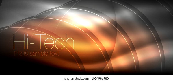 Glossy light effect neon glowing waves, shiny lights. Digital techno futuristic abstract background, vector illustration