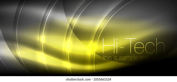 Efecto luminoso brillante neón ondas brillantes, luces brillantes. Fondo abstracto futurista digital tecno, ilustración vectorial