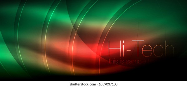 Efecto luminoso brillante neón ondas brillantes, luces brillantes. Fondo abstracto futurista digital tecno, ilustración vectorial