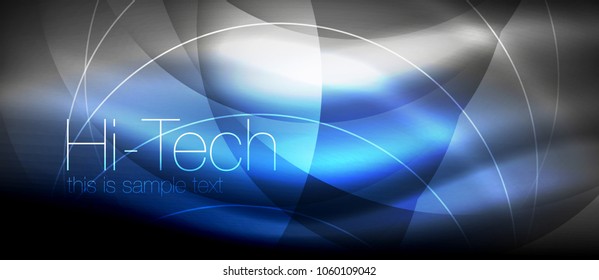 Efecto luminoso brillante neón ondas brillantes, luces brillantes. Fondo abstracto futurista digital tecno, ilustración vectorial