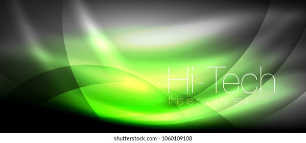Efecto luminoso brillante neón ondas brillantes, luces brillantes. Fondo abstracto futurista digital tecno, ilustración vectorial
