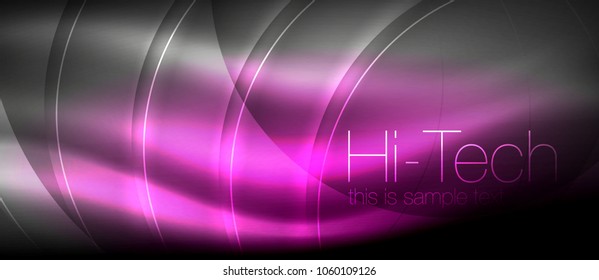 Efecto luminoso brillante neón ondas brillantes, luces brillantes. Fondo abstracto futurista digital tecno, ilustración vectorial