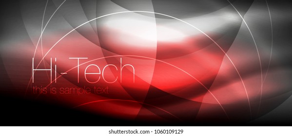 Glossy light effect neon glowing waves, shiny lights. Digital techno futuristic abstract background, vector illustration